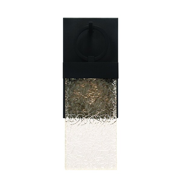 Eurofase Vasso Modern 20" Rectangular Outdoor LED Wall Sconce, Satin Black/Texture Press Glass 41905-012 - main